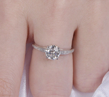 2ct Round Cut Diamond 4 Prong Solitaire with Accents Ring 18k White Gold Finish