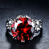 4ct Round Cut Red Garnet Engagement Ring 14k White Gold Finish Antique Women