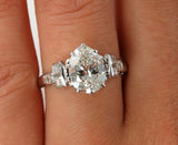 1.75Ct Pear Cut Diamond Solitaire Vintage Engagement Ring 14K White Gold Finish