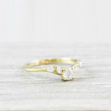 Curved Stackable Wedding Band 0.25ct Round Cut Diamond 14k Yellow Gold Finish