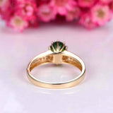 2ct Oval Cut Green Emerald Engagement Ring Diamond Accent 14k Yellow Gold Finish