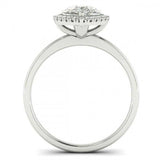1.5ct Pear Cut VVS1D Diamond Halo Womens Engagement Ring 14k White Gold Finish