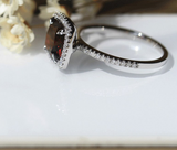 2ct Cushion Cut Red Garnet Engagement Ring 14k White Gold Finish Halo Solitaire