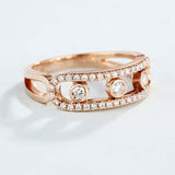 Bezel Set Open Trilogy Engagement Ring 2ct Round Cut Diamond 14k RoseGold Finish