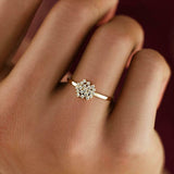 Cluster Snowflake Engagement Ring 1.6ct Round Cut Diamond 14k Yellow Gold Finish