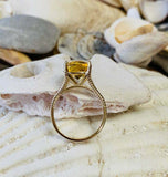 2ct Engagement Ring Cushion Cut Citrine Braided Solitaire 14k Yellow Gold Finish