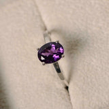 2.25ct Engagement Ring Oval Cut Amethyst 4 Prong Solitaire 14k White Gold Finish