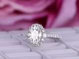1.6ct Oval Cut Diamond Engagement Ring Halo Women Solitaire 14k WhiteGold Finish