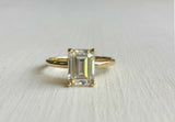 1.6ct Emerald Cut Diamond Engagement Ring Classic Solitaire 14k Yellow Gold Over