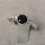 1ct Round Black Diamond Engagement Ring Five Stone Solitaire 14k White Gold Over