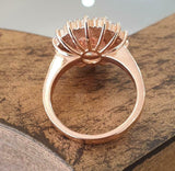 3ct Engagement Ring Oval Cut Peach Morganite Flower Solitaire 14k Rose Gold Over