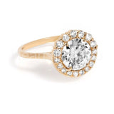 2.3ct Round Cut Moissanite Solitaire Halo Engagement Ring 14K Yellow Gold Plated