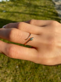 0.1ct Engagement Ring Round Cut Green Emerald Snake Bypass 14k YellowGold Finish