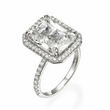 2.4ct Engagement Ring Radiant Cut Diamond Round Accent Halo 14k WhiteGold Finish