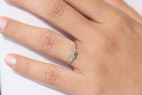 0.5ct Baguette Cut Blue Aquamarine Petite Minimalist Ring 14k White Gold Finish