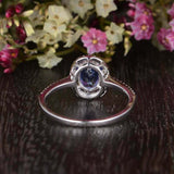 2.2ct Oval Cut Blue Tanzanite Halo Promise Engagement Ring 14k White Gold Finish