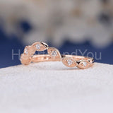 0.45ct Round Cut Moissanite Curved Women Wedding Band 14k White Gold Plated
