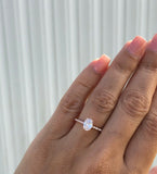 1Ct Oval Cut DVVS1 Diamond Petite Solitaire Engagement Ring 14K Rose Gold Finish