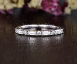 0.5ct Baguette Simulated Diamond Minimalist Wedding Band 14k White Gold Plated