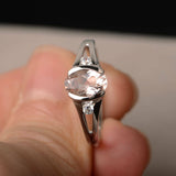 1ct Oval Cut Peach Morganite Trilogy Wedding Engagement Ring 18k White Gold Over