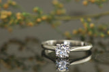 0.75Ct Round Cut Diamond Classic Solitaire Engagement Ring 18K White Gold Finish