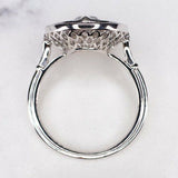 5Ct Oval Cut Diamond Sapphire Halo Art Deco Engagement Ring 18K White Gold Over