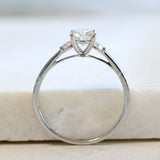 0.5ct Round Cut Moissanite Minimal Trilogy Engagement Ring 14k White Gold Plated