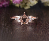 0.5ct Pear Stone Ring Setting Marquise Simulated Semi Mount 14k Rose Gold Plated