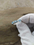 2.5ct Wedding Band Oval Cut Blue Topaz Stylish Three Stone 14k White Gold Finish