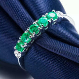 2.1ct Wedding Ring Band Round Cut Green Emerald Stackable 14k White Gold Finish
