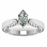 1.5ct Marquise Cut Diamond Engagement Ring 14k White Gold Finish Antique Vintage