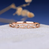 0.25ct Round Cut Moissanite Minimalist Women Wedding Band 14k Rose Gold Plated