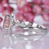 2ct Cushion Cut Peach Morganite Engagement Ring Halo Infinity 14k WhiteGold Over