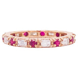 0.5ct Round Cut Simulated Pink Ruby Eternity Wedding Band 14k Yellow Gold Plated