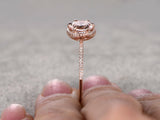 1ct Round Cut Morganite Diamond Accent Engagement Ring 14k Rose Gold Finish