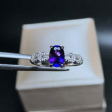 2.2ct Engagement Ring Oval Purple Amethyst Short Link Shank 14k White Gold Over
