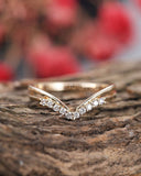0.2ct Round Cut Moissanite Curved Split Women Wedding Band 14k YellowGold Plated