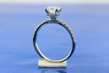 1.4ct Round Diamond Engagement Ring Solitaire 18k White Gold Finish with Accents
