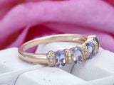 2.3ct Oval Cut Blue Tanzanite Stackable Engagement Ring Band 14k White Gold Over
