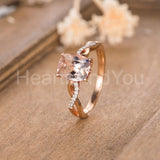 1ct Cushion Cut Simulated Morganite Infinity Engagement Ring 14k RoseGold Plated