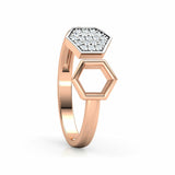 1Ct Round Cut Diamond Hexagon Shape Open Engagement Ring 14K Rose Gold Finish
