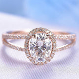 2.2ct Oval Cut Simulated Diamond Split Shank Engagement Ring 14K RoseGold Plated