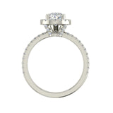 3.3Ct Pear Cut Diamond Halo Engagement Ring 14K White Gold Finish Round Accents