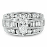 2.5Ct Marquise Cut Diamond Unique Stylish Engagement Ring 14K White Gold Finish