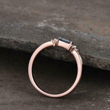 0.5ct Baguette Cut London Blue Topaz Diamond Petite Ring 14k Rose Gold Finish