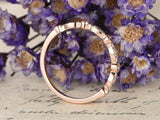 0.3ct Round Cut Blue Aquamarine Wedding Band Half Eternity 14k Rose Gold Finish