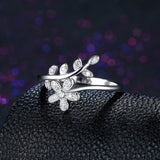 1.5ct Round Cut Diamond Engagement Ring 14k White Gold Finish Floral Leaf Bypass