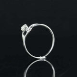 0.3ct Engagement Ring Round Diamond Swirl Twist Solitaire 14k White Gold Finish