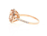 2ct Cushion Peach Morganite Engagement Ring Round Accent Halo 14k Rose Gold Over