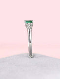 2ct Green Emerald Cut Engagement Ring Solitaire with Accents 14k White Gold Over